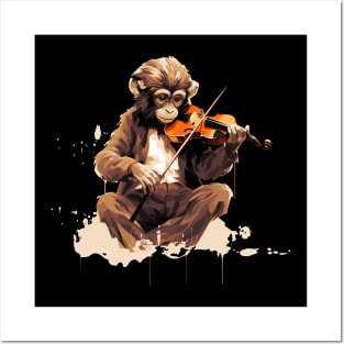 Monkey Playing Violin Posters and Art